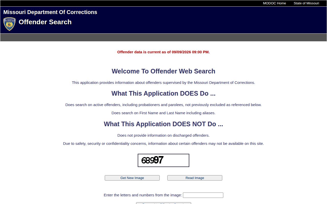 Missouri Department of Corrections active offender search